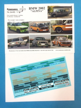 Kalkomanie Alpina do BMW 2002 Renaissance Models 24452