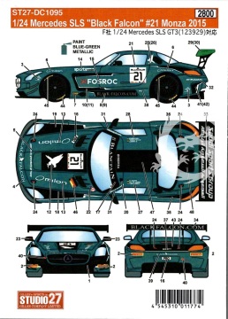 Kalkomania Mercedes SLS Black Falcon Monza 2015 Studio27 ST27DC1095