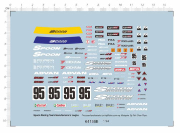 Kalkomania uniwersalna Spoon JDM Honda - skala 1/24 Hobby Design HD04-0075