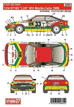 Kalkomania Toyota Celica ST165 Monte Carlo 1989 - Studio27 ST27DC1024