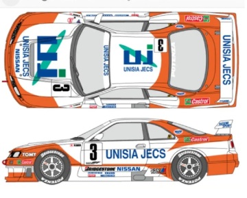 Kalkomania Nissan GT-R R33 Unisia Jecs 1996 Shunko SHK-D360
