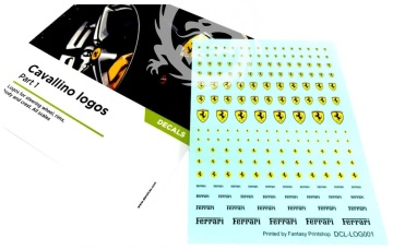 Logo Ferrari - znaczek - napis - kalkomania różne wielkości 1/24 - Decalcas DCL-LOG001