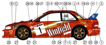 Kalkomania - transkit Subaru Impreza 1997 Winfield - Thiry - Reji Model 022