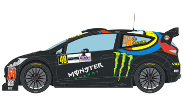 Kalkomania - Ford Fiesta Monster WRC Monza Rally V. Rossi 2011 w skali 1/24 - Blue Stuff 24007