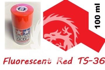 Farba w aerozolu TS-36 Fluorescent Red -czerwony fluorescencyjny  spray - Tamiya 85036