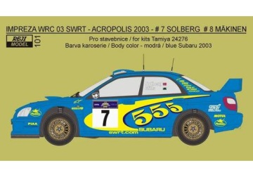 Kalkomania Subaru Impreza WRC 03 - Acropolis Rally - 7 Solberg/8 Makinen REJI00101