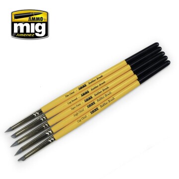 Pędzel gumowy - silikonowy, zestaw - Rubber Brush Set - Ammp Mig 7606