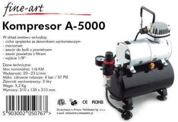 Kompresor modelarski z butlą A5000 (AS-186) Fine Art FA5000A