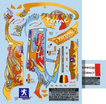 Kalkomania do Peugeot 207 S2000 Total Colorado Decals DCC24166