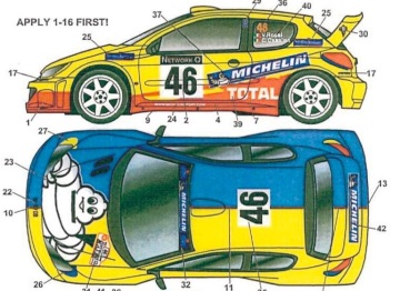 Kalkomania Peugeot 206 WRC Michelin GB'02 Studio 27 ST27DC598C
