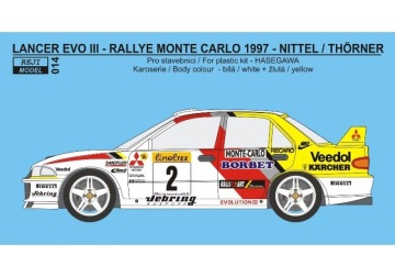 Kalkomania Mitsubishi Lancer EVO III - Rally Monte Carlo 1997 Nittel / Thorner - REJI00014