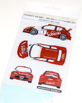Kalomania Peugeot 206 WRC Hołowczyc Wisławski Rajd Polski 2001 MFZ-DC24086 MF-zone