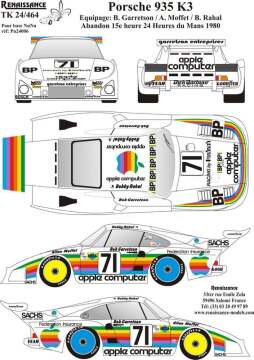 Kalkomania Porsche 935 K3 Apple - Renaissance Models RETK24464