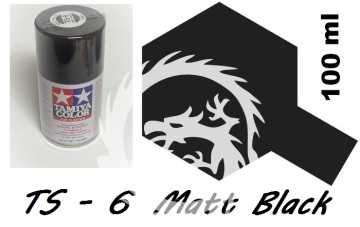 Farba w aerozolu TS-6 Matt Black Spray - czarny mat - Tamiya 85006