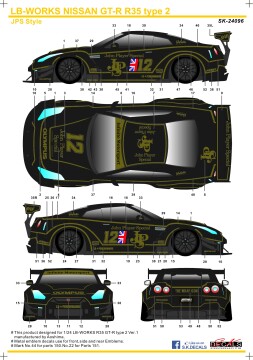 Kalkomania LB Works John Player Special Nissan GT-R R35 - SK Decals - SKD24096